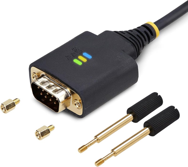 Star Tech 6.6ft/2m USB to Serial Adapter Cable, COM Retention, FTDI, USB-A to DB9 RS232, Interchangeable DB9 Screws/Nuts - Image 1